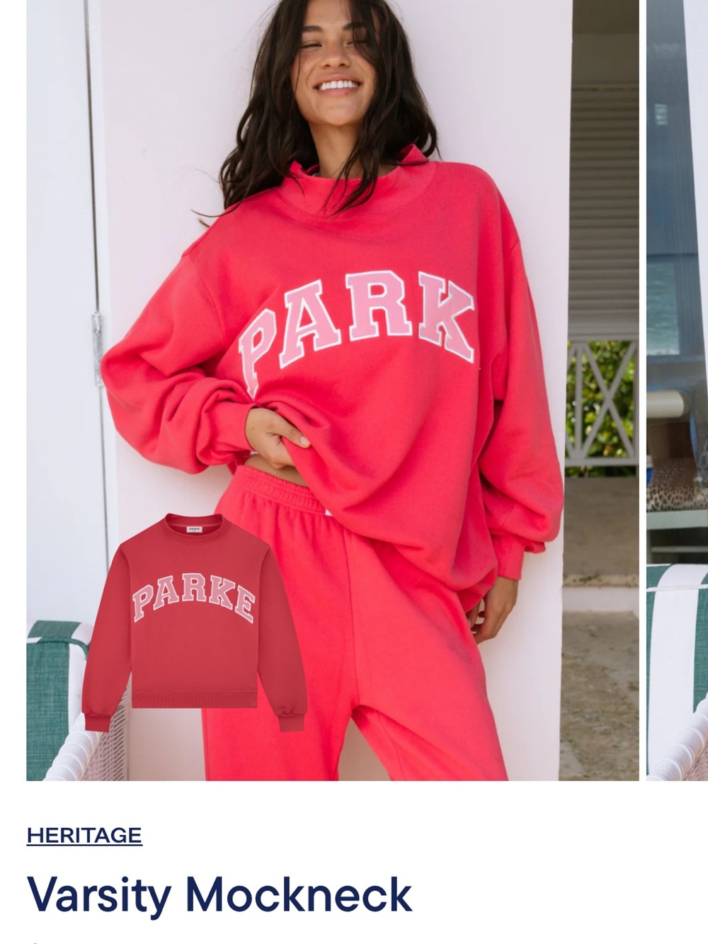 Heritage Parker flamingo Pink Varsity Mockneck Sweatshirt sold out